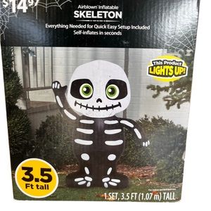 Gemmy Airblown Halloween Skeleton 3.5 ft tall